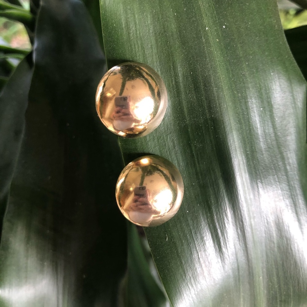 Vintage clip on faux gold dome earrings